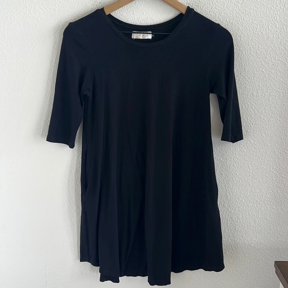 Fighting Eel Ava Sky Black Half Sleeve Mini Dress Tunic Small